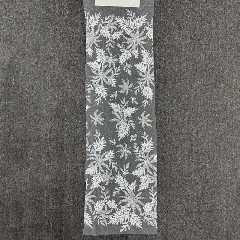 GCW-AUV120408 | Beaded Botanical Leaf Tulle Lace | Sequin Fern Foliage Bridal Mesh